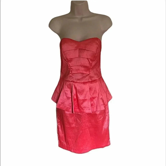 Daisy Pink strapless peplum dress size M - Picture 2 of 14